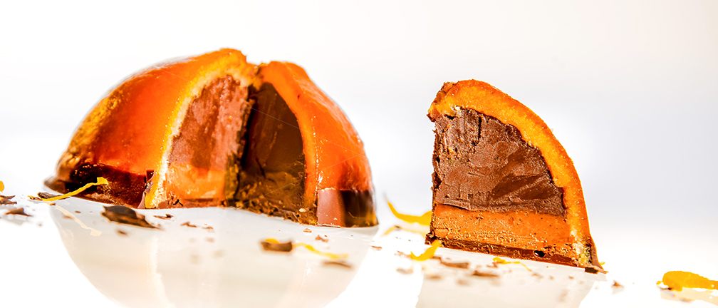 photo publicitaire d'orange confite au chocolat pour les chocolatiers Chappaz (entre pont de Beauvoisin et Voiron)